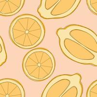 Lemon repeat pattern design. Hand-drawn background. citrus pattern for wrapping paper or fabric. vector