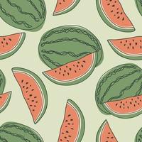 Watermelon repeat pattern design. Hand-drawn background. floral pattern for wrapping paper or fabric. vector