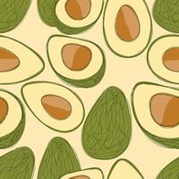 Avocado repeat pattern design. Hand-drawn background. Modern pattern for wrapping paper or fabric. vector