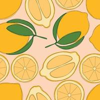 Lemon repeat pattern design. Hand-drawn background. citrus pattern for wrapping paper or fabric. vector