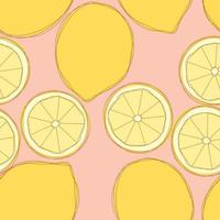 Lemon repeat pattern design. Hand-drawn background. citrus pattern for wrapping paper or fabric. vector