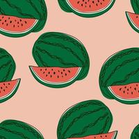 Watermelon repeat pattern design. Hand-drawn background. floral pattern for wrapping paper or fabric. vector