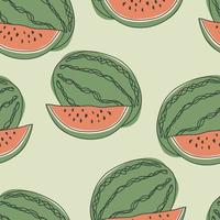 Watermelon repeat pattern design. Hand-drawn background. floral pattern for wrapping paper or fabric. vector