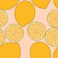 Lemon repeat pattern design. Hand-drawn background. citrus pattern for wrapping paper or fabric. vector