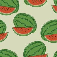 Watermelon repeat pattern design. Hand-drawn background. floral pattern for wrapping paper or fabric. vector