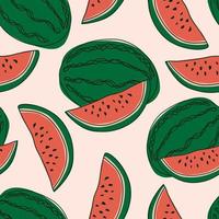 Watermelon repeat pattern design. Hand-drawn background. floral pattern for wrapping paper or fabric. vector