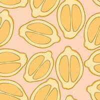 Lemon repeat pattern design. Hand-drawn background. citrus pattern for wrapping paper or fabric. vector