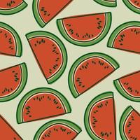 Watermelon repeat pattern design. Hand-drawn background. floral pattern for wrapping paper or fabric. vector