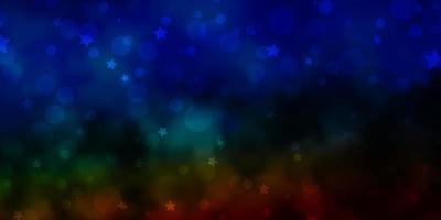 Dark Multicolor vector layout with circles, stars.