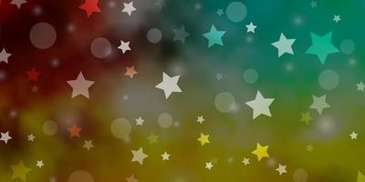 Light Multicolor vector background with circles, stars.