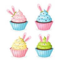 Set of different vector cupcakes