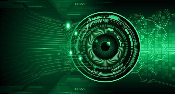 Blue eye cyber circuit future technology concept background