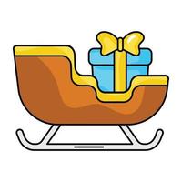 A captivating flat icon of Santa sled vector