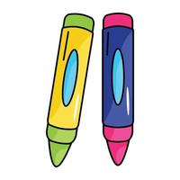 icono plano fácil de usar de crayones vector