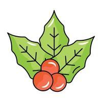 Flat icon design of mistletoe, Christmas food vector