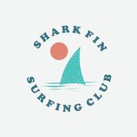 Vintage shark fin illustration logo vector