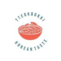 Hot and red spicy tteokbokki vintage illustration logo vector