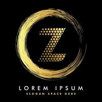 Elegant Letter Z Logo With Gold Grunge Circle Brush Vector. Initial Letter Logo Design. Creative template suitable for business company, logotype, emblem, monogram vector