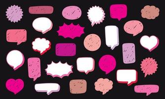 cute speech bubble in doodle style vector set for girly artwork.
