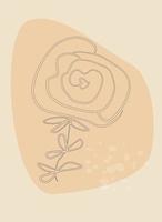 Template with an abstract composition of simple shapes. Rose flower linear art vector