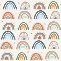 Seamless pattern. Hand drawn rainbow pattern in boho style. Abstract minimalist elements vector