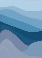 paisaje monocromático minimalista. montañas abstractas para un fondo elegante. cartel en diferentes tonos de azul vector