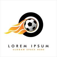 logotipo de fútbol en el cartel de la letra o. diseño de logotipo de fútbol. vector