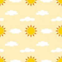 Seamless pattern of sun and cloud. Fresh and colorful sun and cloud vector