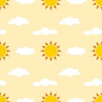 Seamless pattern of sun and cloud. Fresh and colorful sun and cloud vector