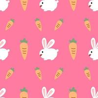 Rabbit and carrot seamless pattern background for decorating as kids clothes, card, gift wrapping paper, fabrics, etc. vector