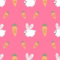 Rabbit and carrot seamless pattern background for decorating as kids clothes, card, gift wrapping paper, fabrics, etc. vector