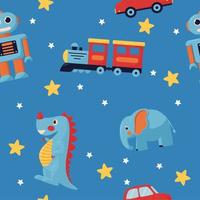 seamless pattern of boys toys cartoon set vector