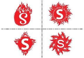 Plantilla de diseño de logotipo e icono de letra de fuego s vector