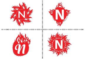 Fire N Letter Logo And Icon Design Template vector