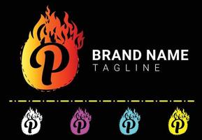Fire P Letter Logo And Icon Design Template vector