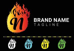 Fire N Letter Logo And Icon Design Template vector