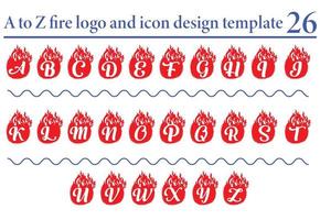 Fire A to Z Letter Logo And Icon Design Template vector