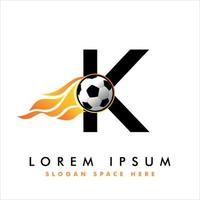 logotipo de fútbol en el cartel de la letra k. diseño de logotipo de fútbol.