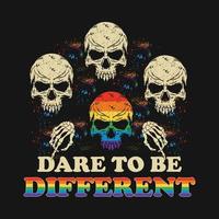 Skull Pride Rainbow Vintage Vector Premium T shirt