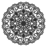 Round abstraction in the form of a mandala. Circular oriental ornament in ethnic style. Coloring page. Circular pattern for mehndi, tattoo, logo. Vector illustration.