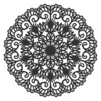 Round abstraction in the form of a mandala. Circular oriental ornament in ethnic style. Coloring page. Circular pattern for mehndi, tattoo, logo. Vector illustration.