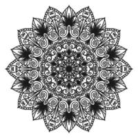 Monochrome mandala on a white background. Circular floral oriental pattern. Round arabesque. Coloring page. Circular pattern for mehndi, tattoo, logo. Vector illustration.