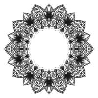 Round flower mandala. Decorative oriental ornament. Round frame border. Circular pattern for mehndi, tattoo, logo. Vector illustration.