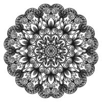 Circular ornament in the form of a mandala. Monochrome oriental pattern. Round arabesque. Coloring page. Decorative pattern for mehndi, tattoo, logo. Vector illustration.