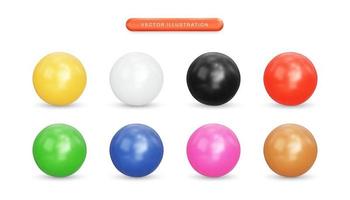 Ilustración de vector 3d de perlas de colores realistas