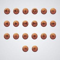 Set of Wood Buttons for Game  Design and Applications vector