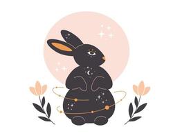 Rabbit with astrology, esoteric, mystic and magician elements. Year of the Rabbit vector