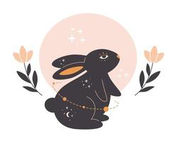 Rabbit with astrology, esoteric, mystic and magician elements. Year of the Rabbit vector