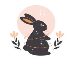 Rabbit with astrology, esoteric, mystic and magician elements. Year of the Rabbit vector