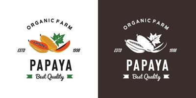 ilustración del logotipo de la fruta de papaya vintage adecuada para la tienda de frutas y la granja de frutas vector